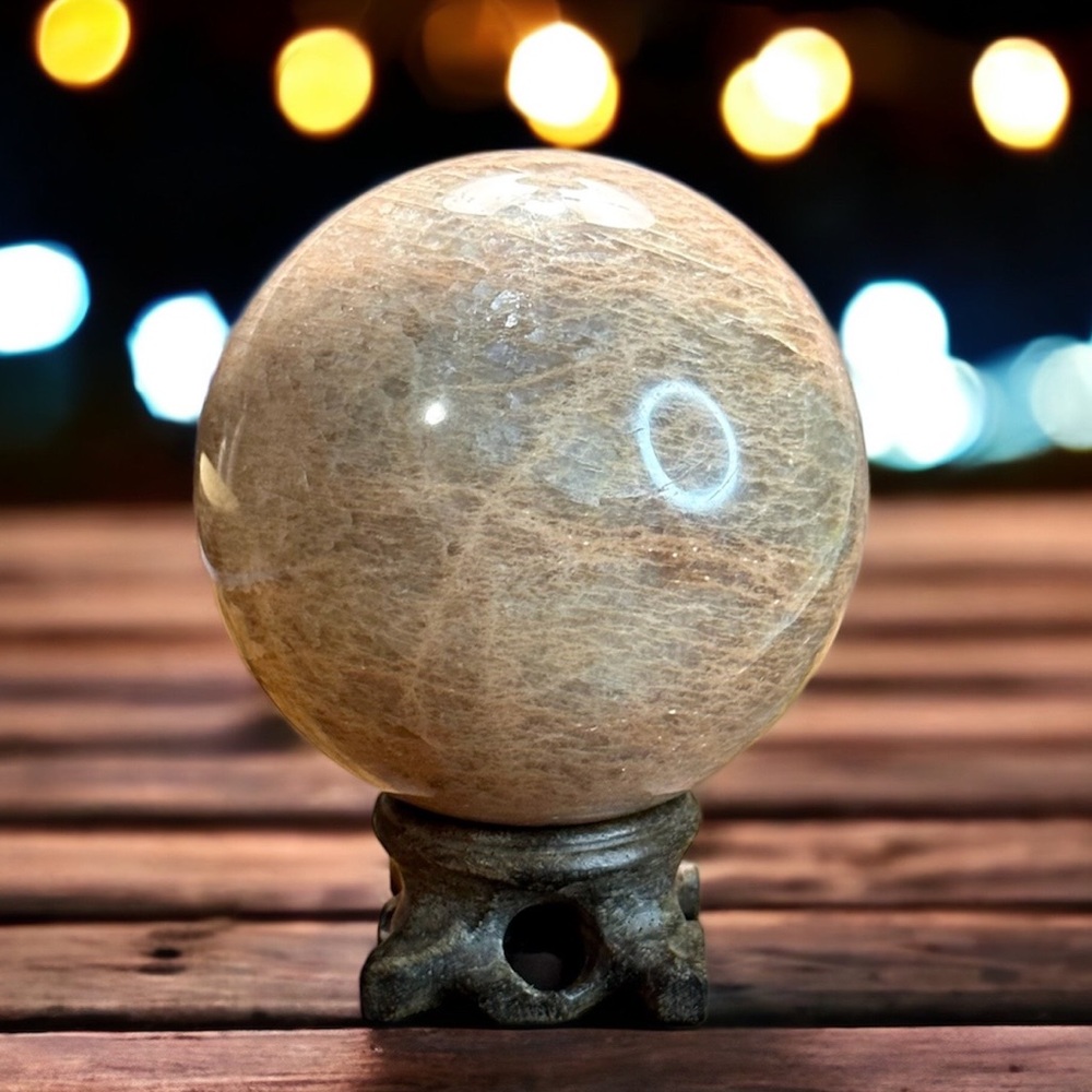 Peach moonstone crystal sphere